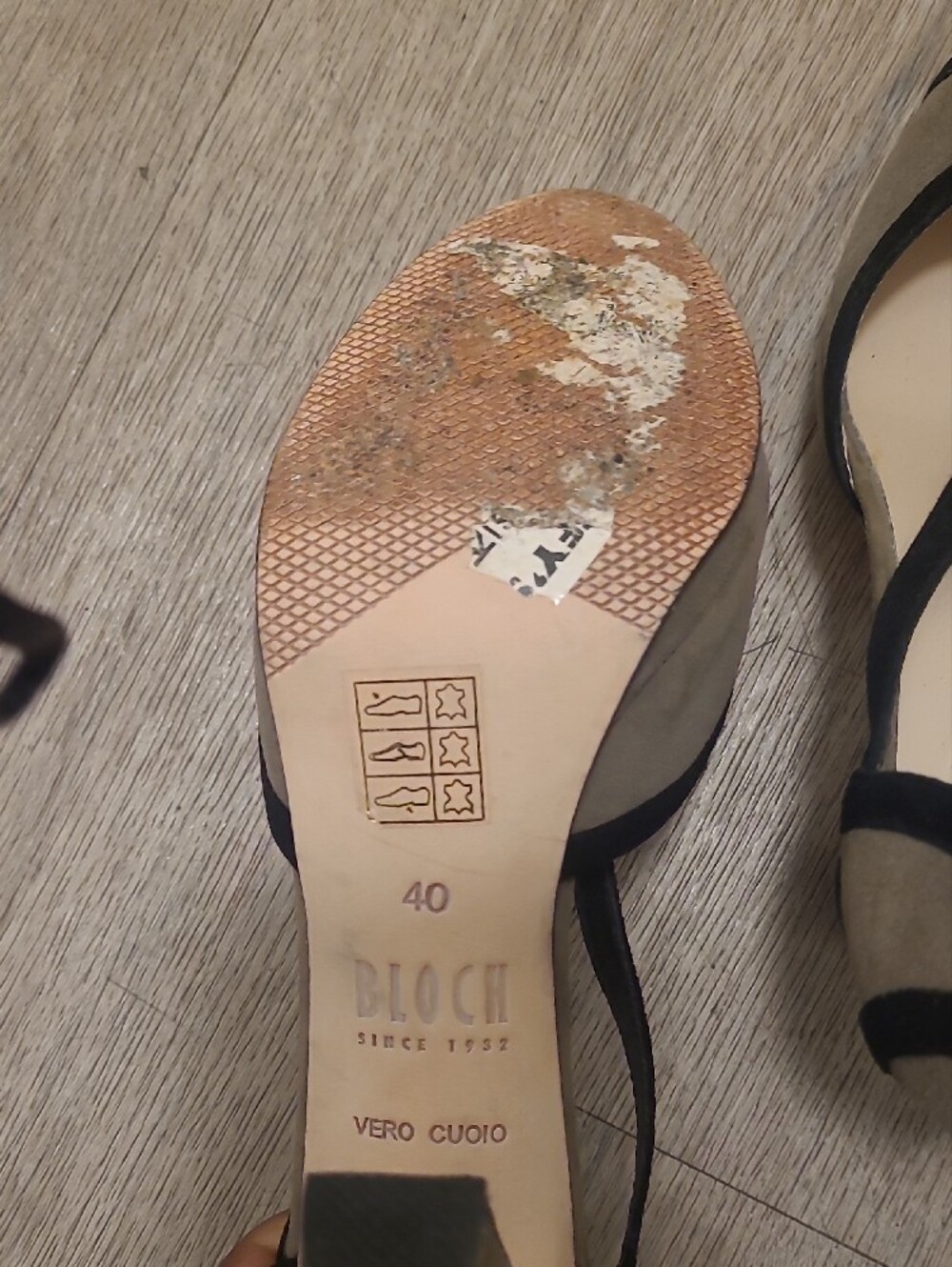 Bloch Beige Flats with Black Trim T-Strap Detail - Picture 3 of 6
